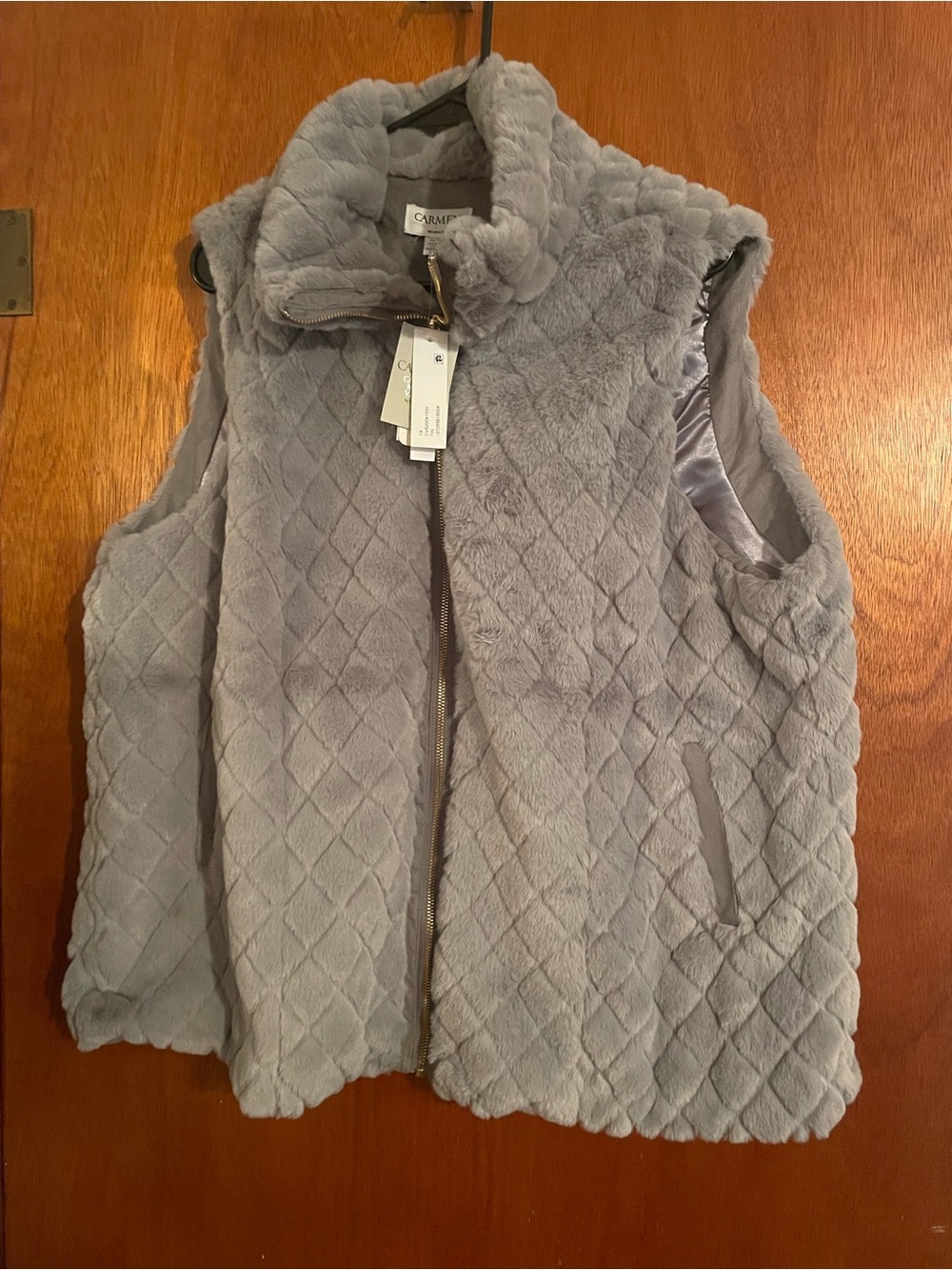 Carmen Faux-Fur Sleeveless Vest - Light Gray